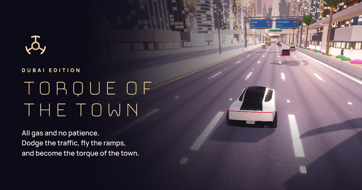 Torque of the Town: a white electric hypercar on Sheikh Zayed Road with Dubai towers behind it